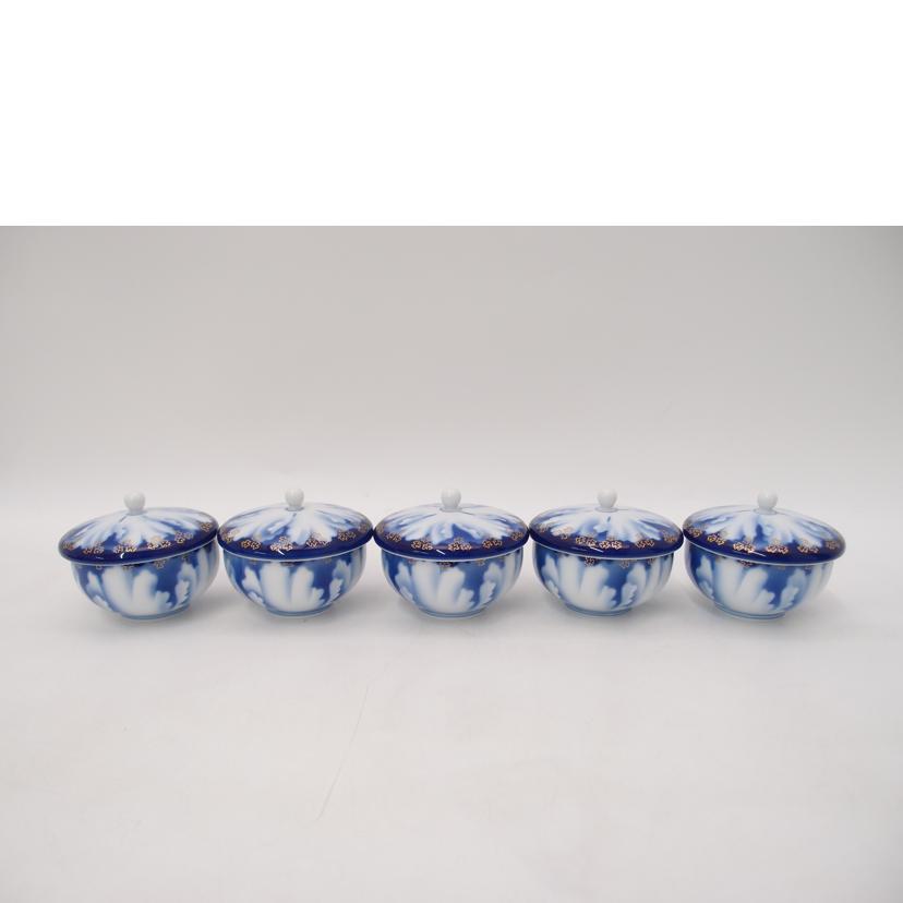 深川製磁/深川製磁　牡丹金ミル　蓋付き湯 み揃　5客//SAランク/69