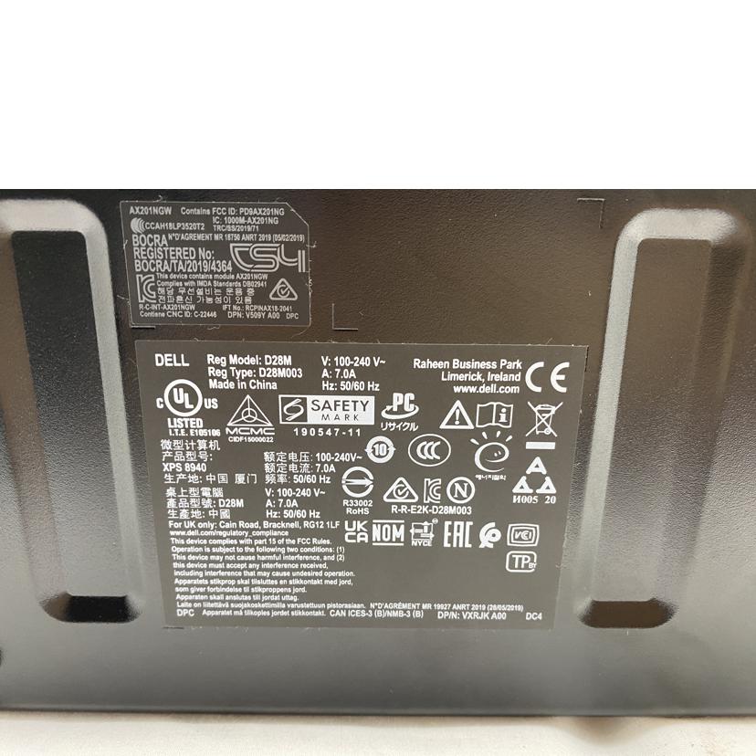Dell デル/デスクトップPC/XPS-8940//190547-11/Bランク/52