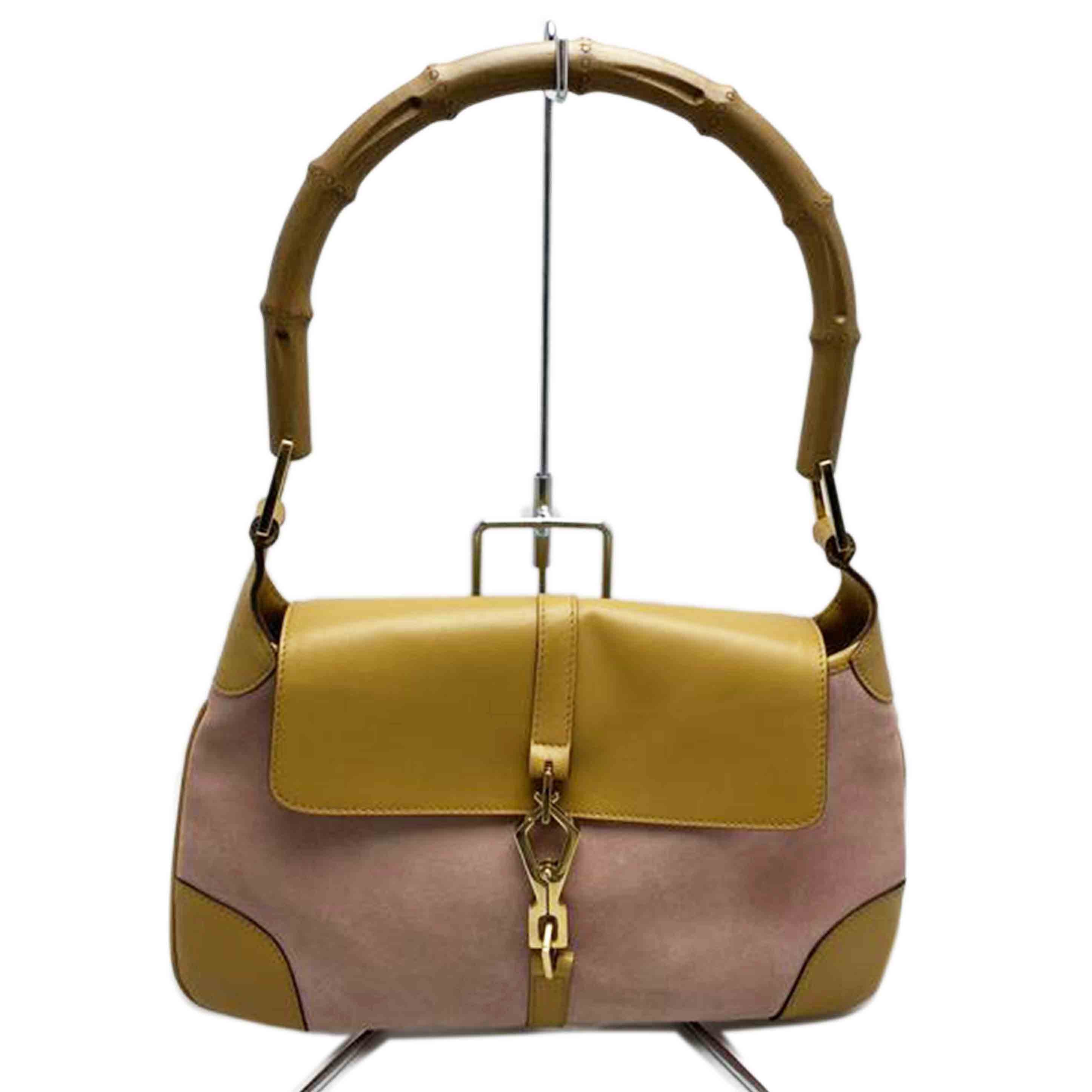 GUCCI GUCCI/ジャッキー バンブー ピンクスウェード ワンショルダーハンドバッグ/001･4096･1705//Bランク/52