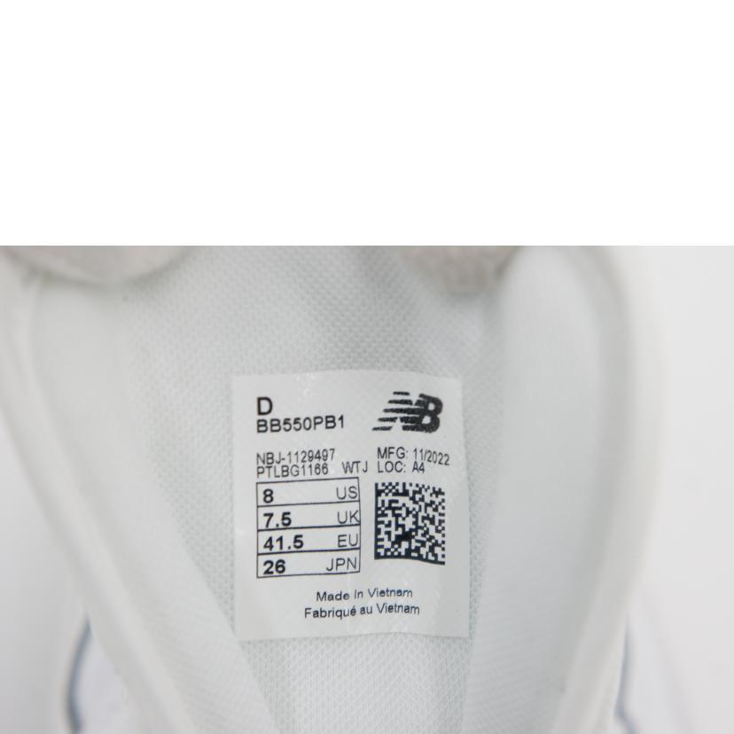 new　balance ニューバランス/550ローカットスニーカー／ホワイト/BB550PB1//ABランク/18