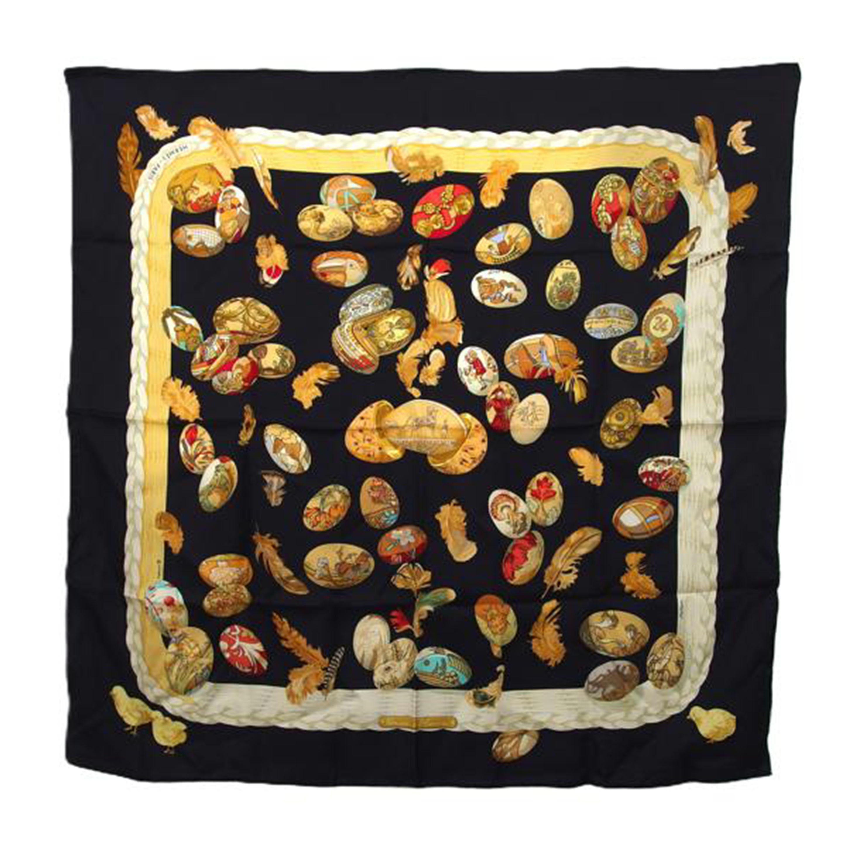 エルメス/カレ　90　Couvee　d　Hermes　エルメスの卵　シルク　スカーフ//HER***/ABランク/04