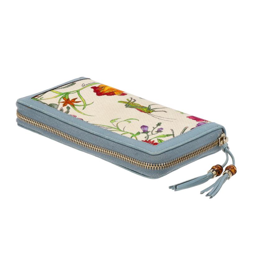 GUCCI グッチ/バンブータッセル／フローララウンドファスナー長財布／ブルー/356708//525***/ABランク/18