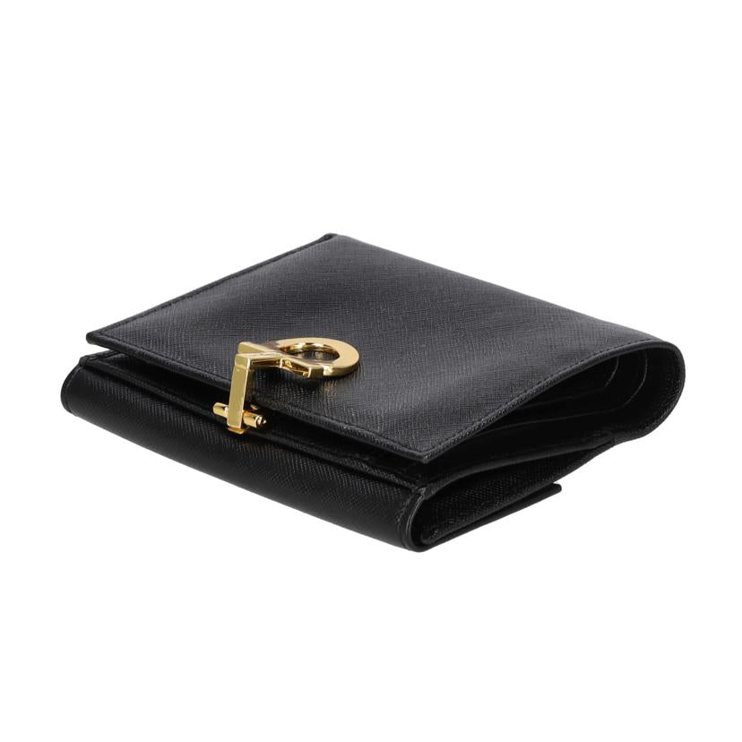 Salvatore　Ferragamo サルヴァトーレ フェラガモ/ガンチーニ　レザー　二つ折り財布／ブラック/AQ-220773//Sランク/01