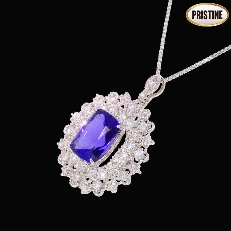 /　PT950／850タンザナイトダイヤネックレス5．16／D　1．55ct　//Aランク/75