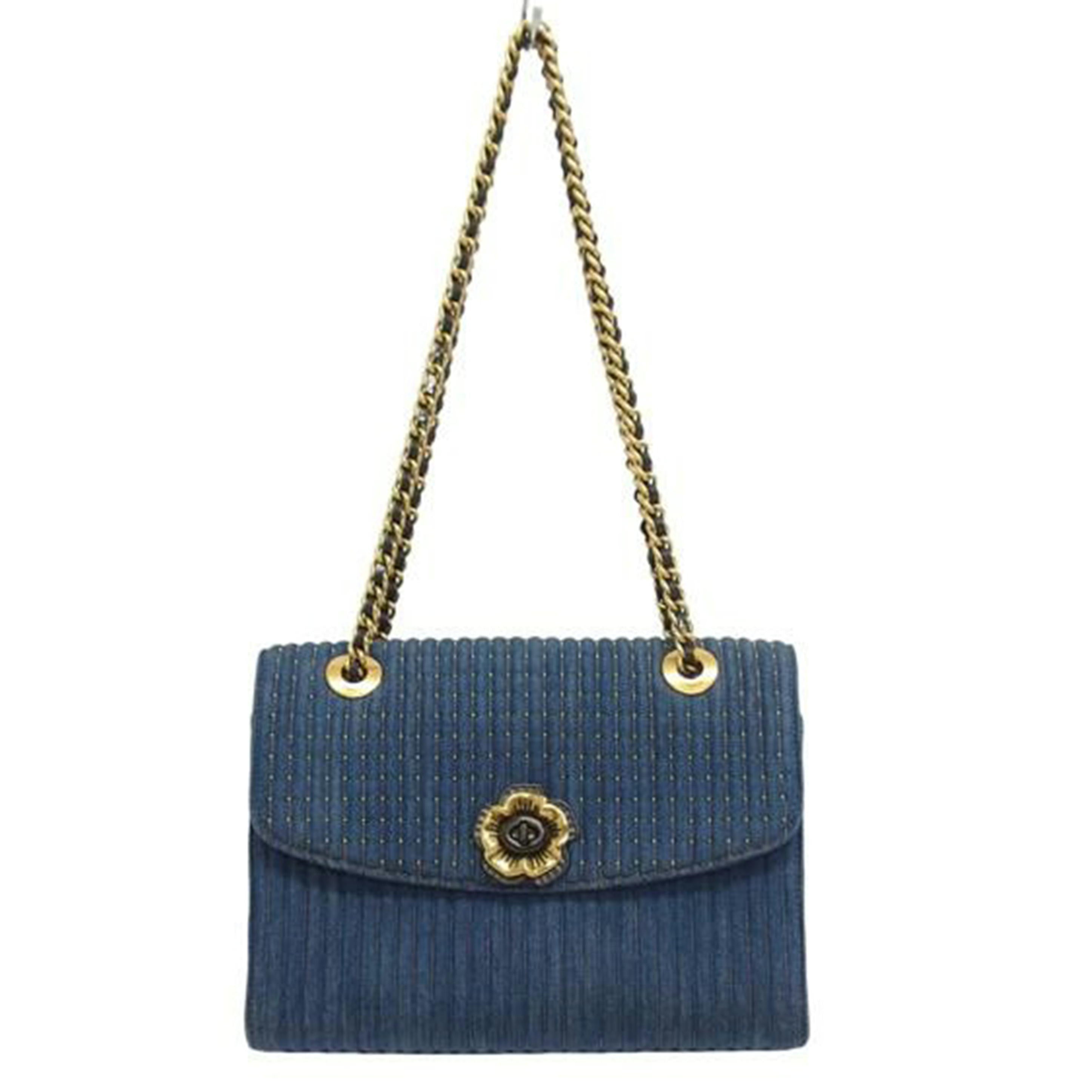 COACH コーチ/フラワーモチーフ／デニムショルダーバッグ/68222//L18**/Aランク/18