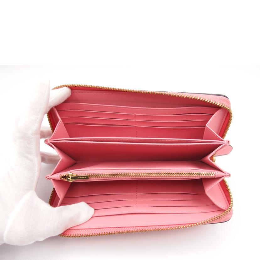 COACH コーチ/アコーディオンジップウォレット／レザー／ピンク/CC489//L22**/ABランク/04