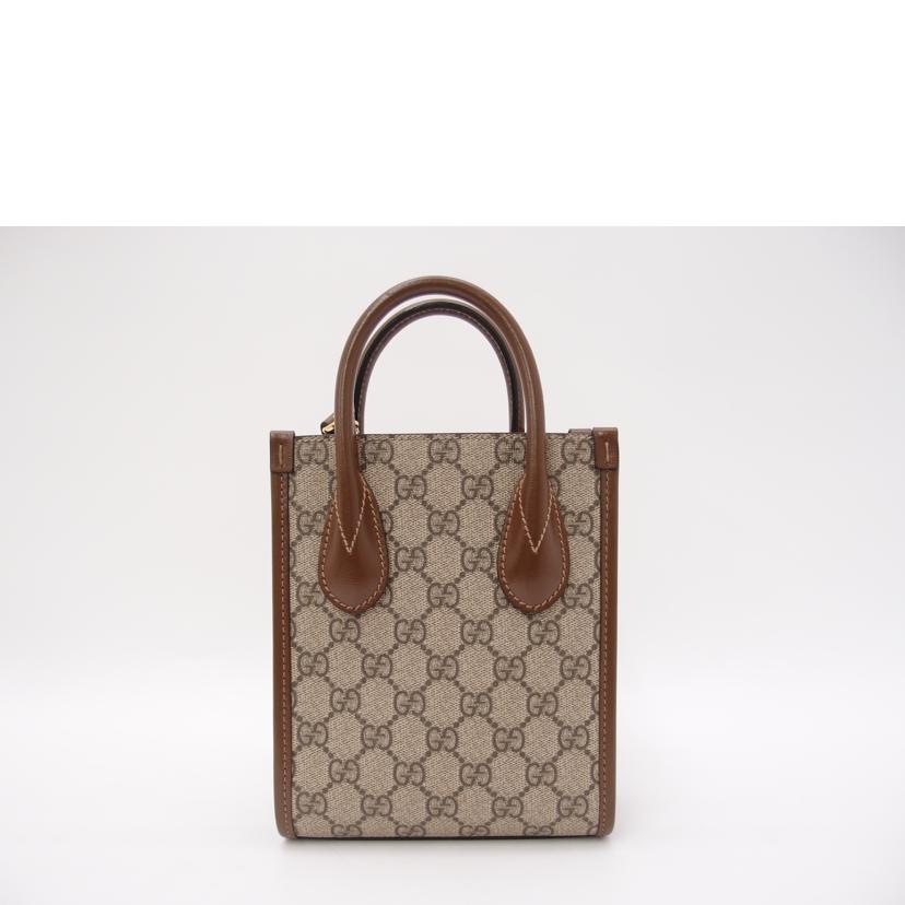 GUCCI グッチ　/GGスプリームインターロッキングGミニ2wayトート／ブラウン/671623//525***/Aランク/69
