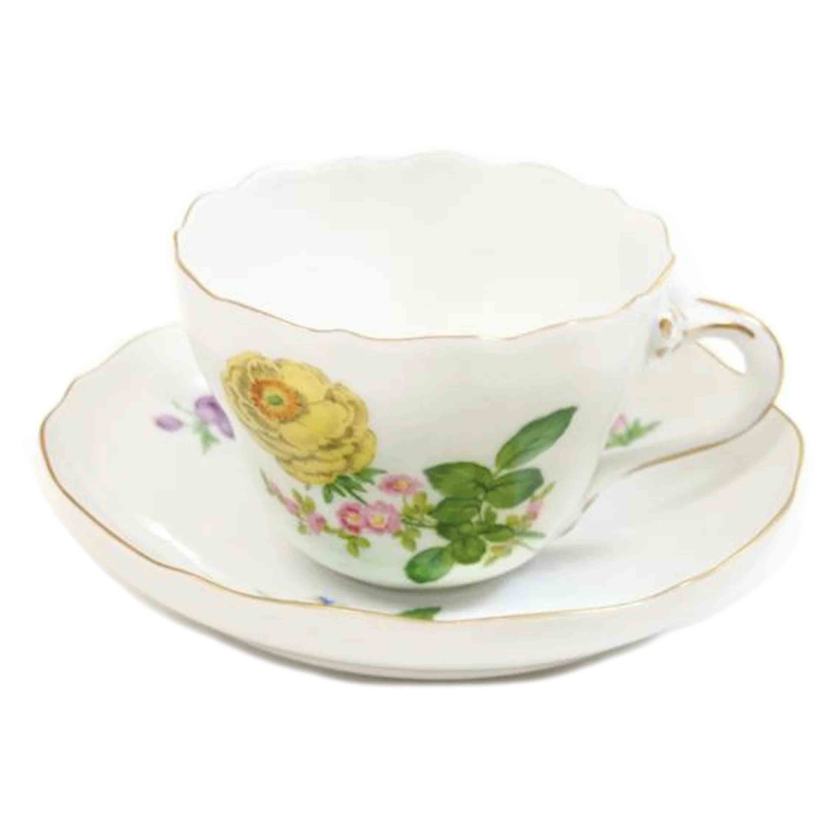 Meissen マイセン/イエロー牡丹カップ＆ソーサー//ABランク/71