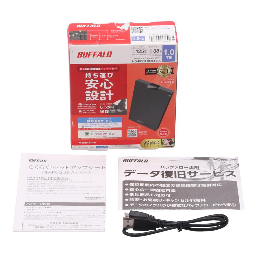 BUFFALO バッファロー　/ポータブルHDD1TB／MiniStation/HD-PCG1.0U3-BBA//40476491132991/Bランク/75