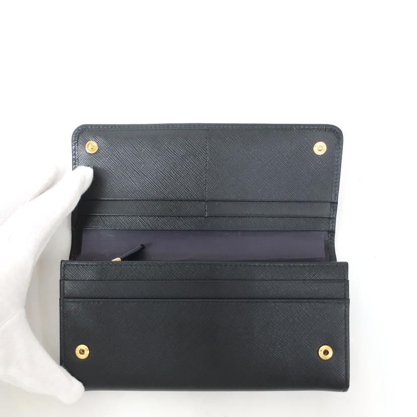 PRADA/サフィアーノ　Wホック長財布　ブラック/1MH132//Sランク/65