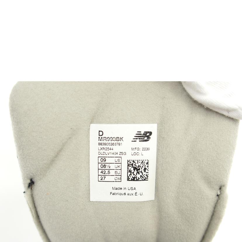NB ニューバランス/993／ブラック/MR993BK//ｻｲｽﾞ:27cm/ABランク/75