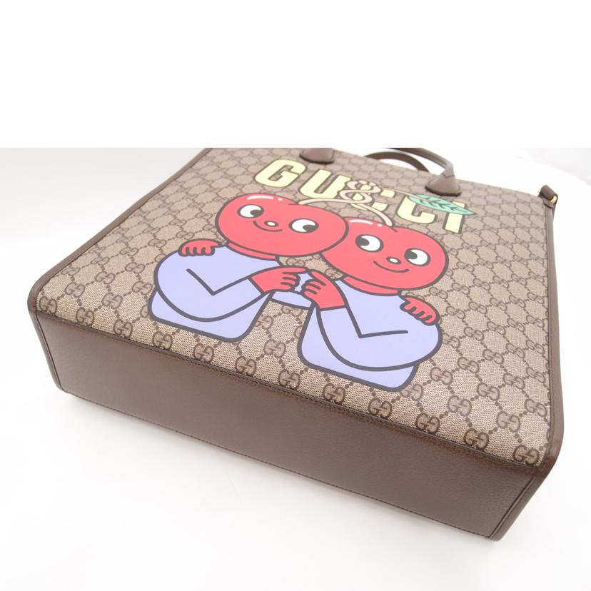GUCCI グッチ/GGスプリームチェリープリント2wayトート／ブラウン/703264//493***/Aランク/69