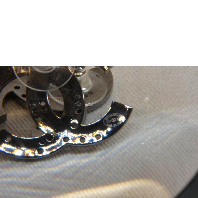 CHANEL シャネル/ココマークラインストーンパンチングシルバーピアス//B24K/Aランク/92