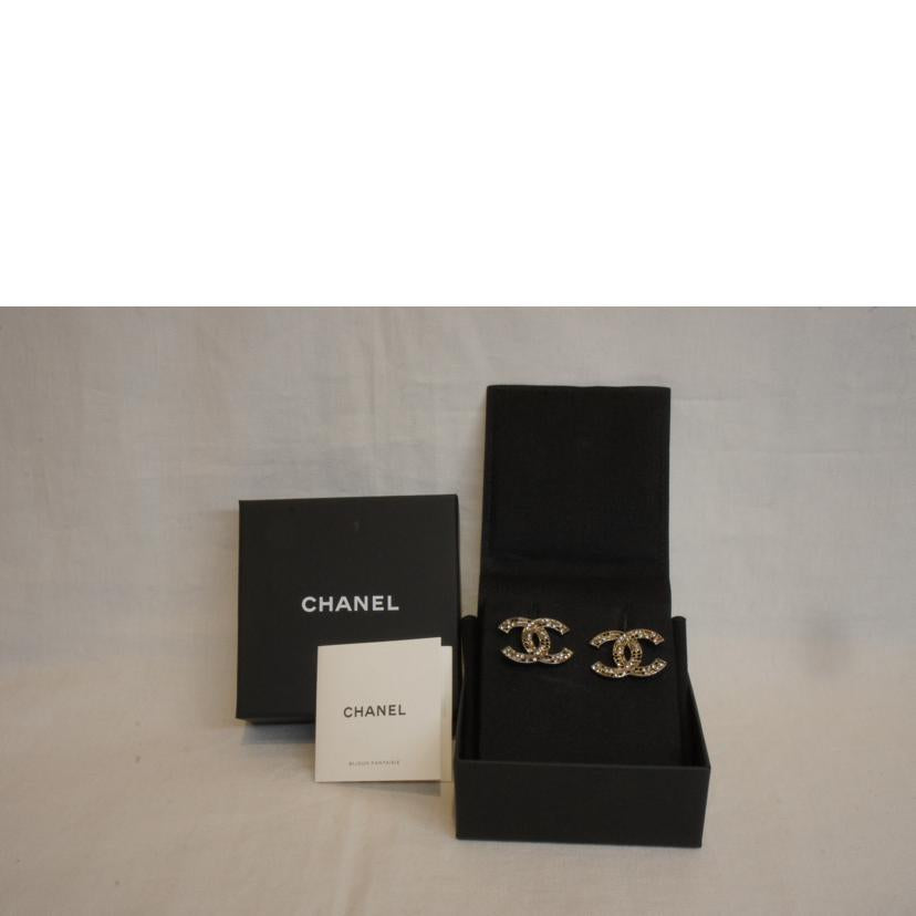 CHANEL シャネル/ココマークラインストーンパンチングシルバーピアス//B24K/Aランク/92
