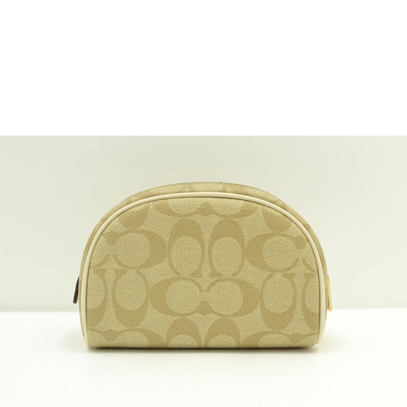 COACH/シグネチャーコスメポーチ／ライトベージュ/CA825//B22**/Aランク/75