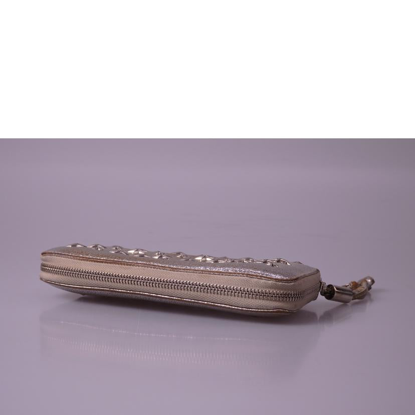 JIMMY　CHOO ジミーチュウ/スタースタッズラウンドファスナー長財布／シルバー//Bランク/76
