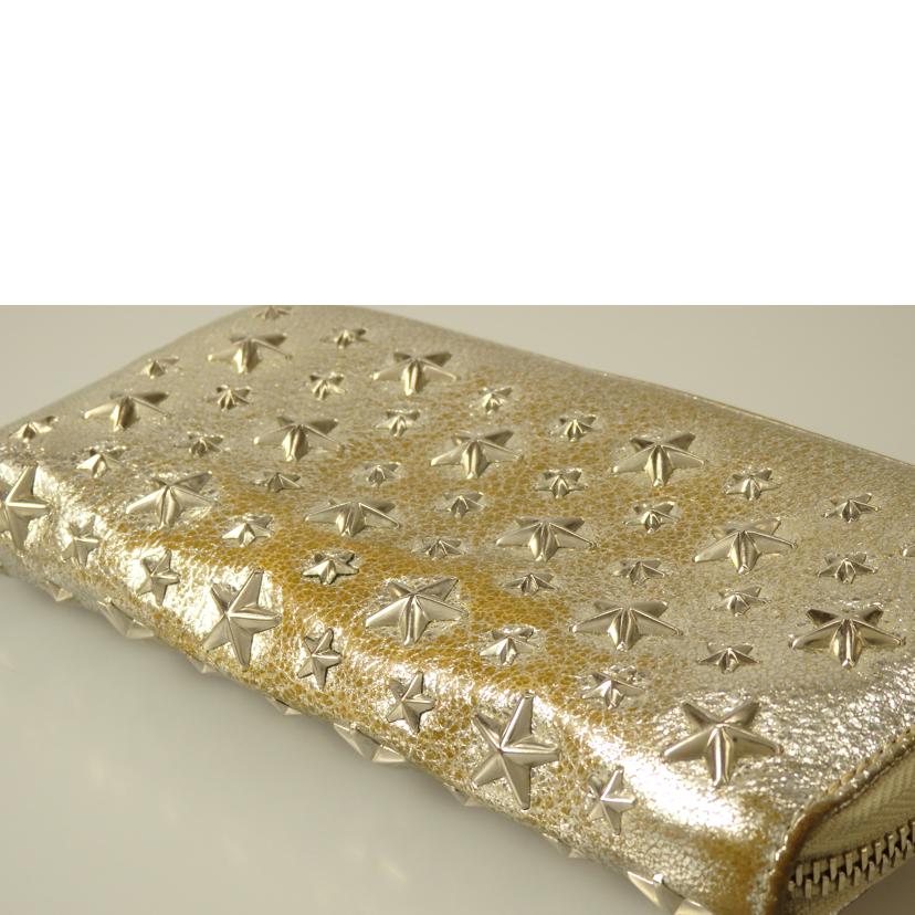 JIMMY　CHOO ジミーチュウ/スタースタッズラウンドファスナー長財布／シルバー//Bランク/76