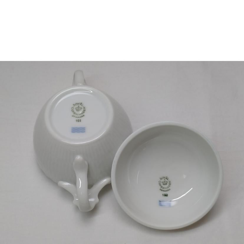 ROYAL　COPENHAGEN ロイヤルコペンハーゲン/ホワイトフルーテッド　クリーマー　シュガーポット　プレート//Aランク/52