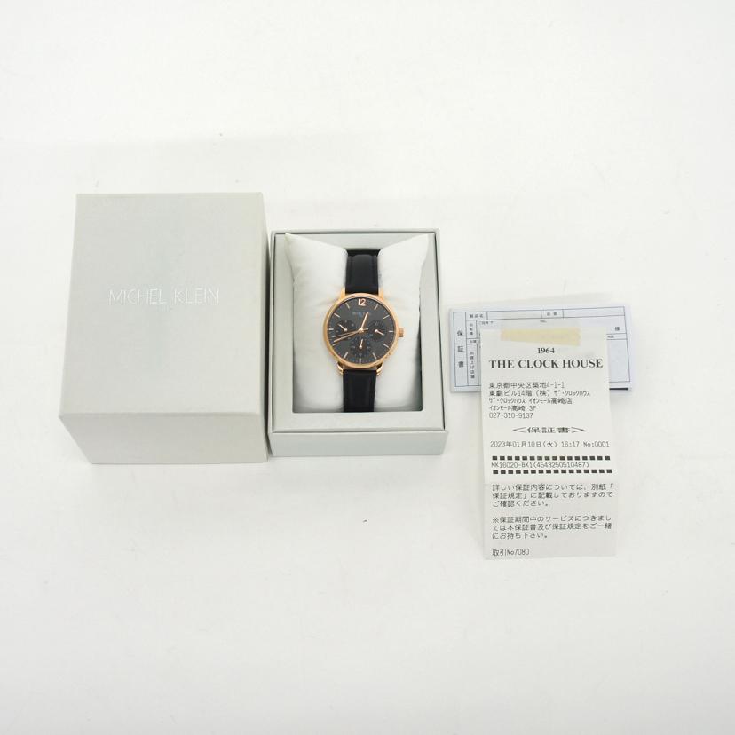 MICHEL　KLEIN ミッシェルクラウン/ブラック文字盤／アナログウォッチ／クォーツ/MK-16020//Aランク/18