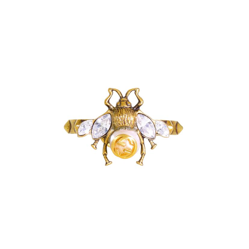 GUCCI グッチ/インターロッキングG／beeフェイクパールリング/ｻｲｽﾞ:20//1830FI/ABランク/91