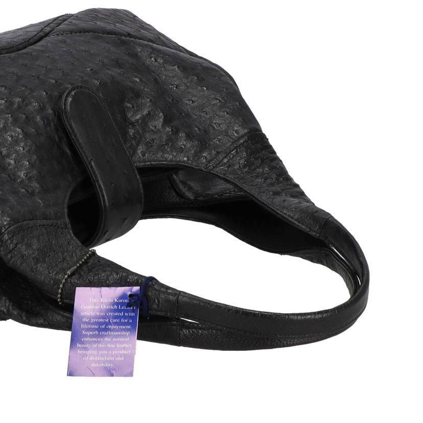 sanpo 三宝/オーストリッチ　ハンドバッグ　JRAタグ付き／ブラック//Aランク/01