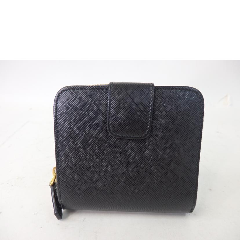 PRADA プラダ/サフィアーノ／2つ折り／コンパクト財布／NERO／黒/1ML522//62B/Aランク/84