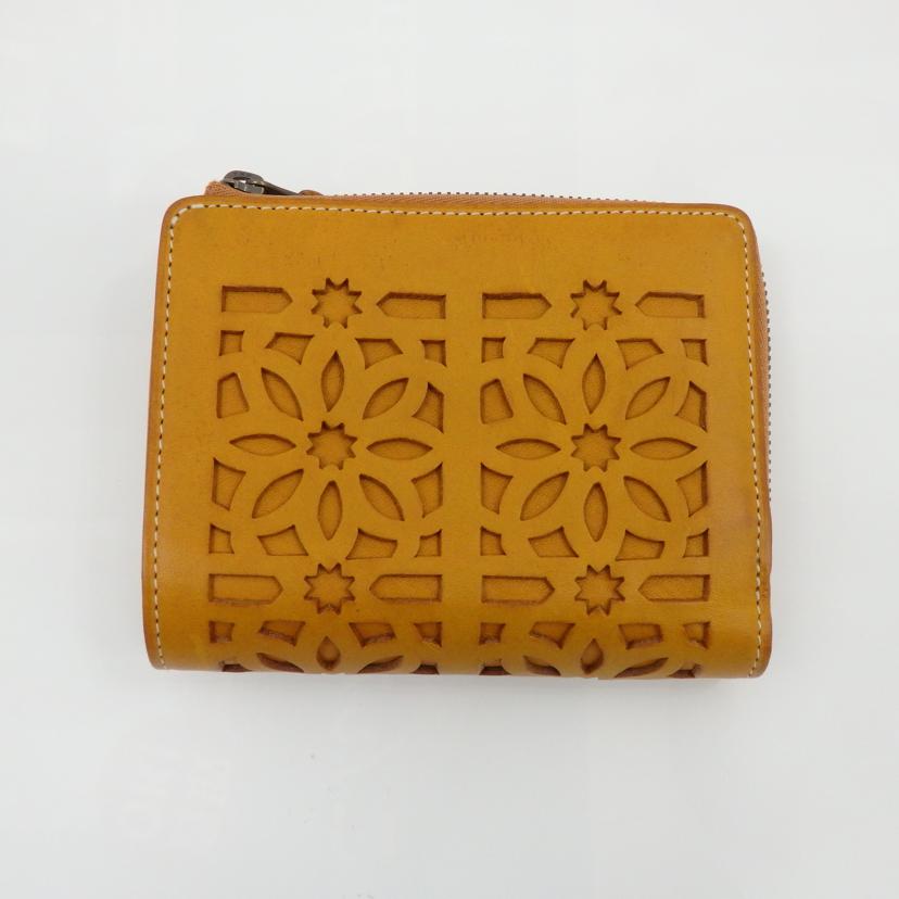 genten ゲンテン/カットワークレザー二つ折り財布//ABランク/77