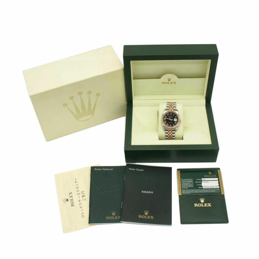 ROLEX ロレックス/デイトジャスト／黒文字盤／SS×PG/116231//D28****/Aランク/75