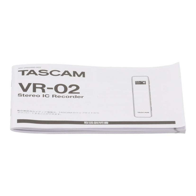 TASCAM タスカム/ボイスレコーダー/VR-02//09VR02S00123Z060301/Bランク/84
