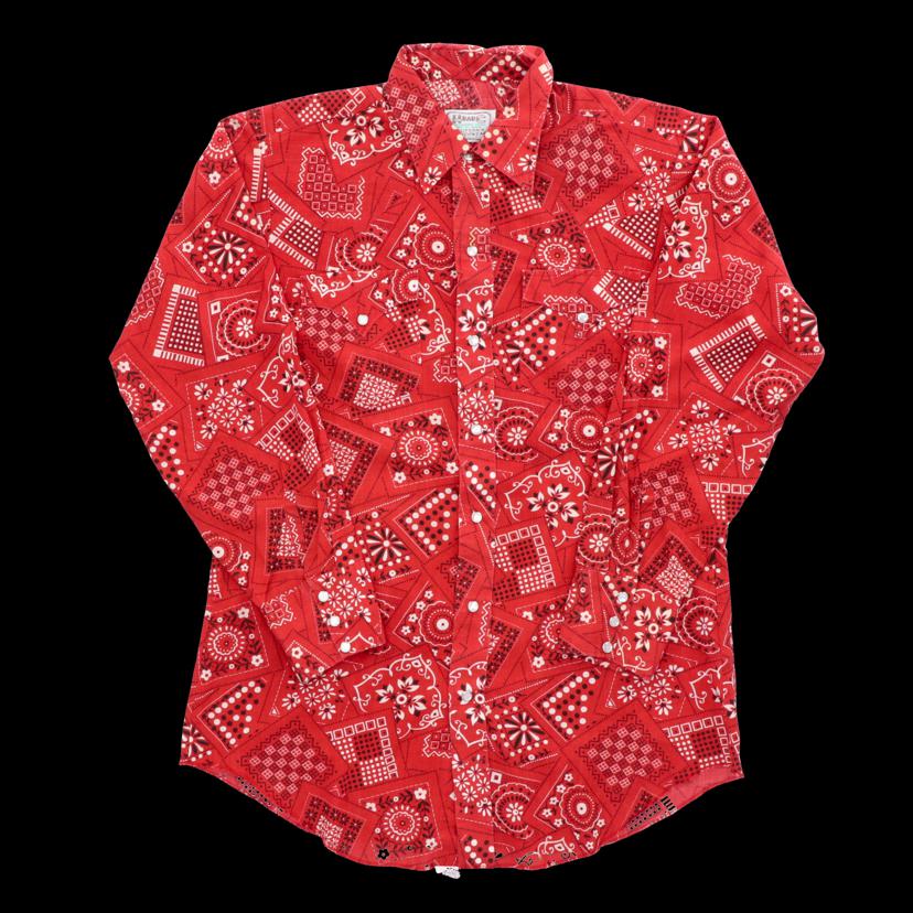 H　BAR　C/70＇s／USA製／ウエスタンシャツ／ペイズリー柄／サイズ16－33//ABランク/82