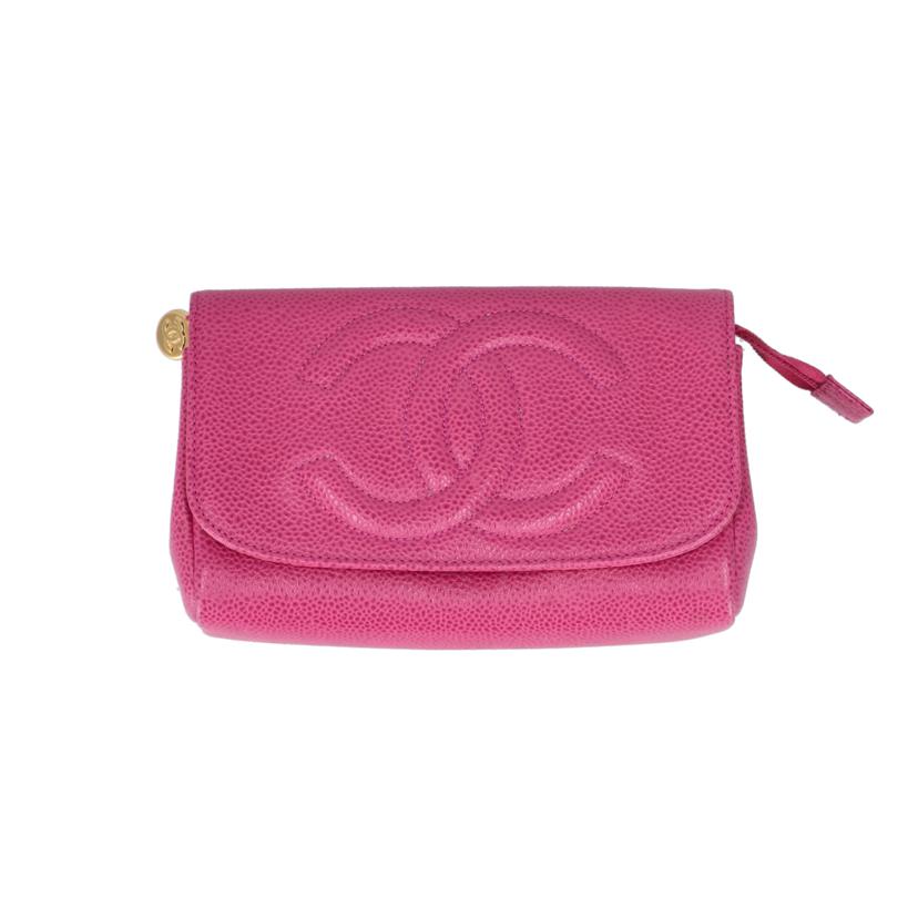 CHANEL シャネル/キャビアスキン／ココマークメイクポーチ／ミラー付//450****/ABランク/91