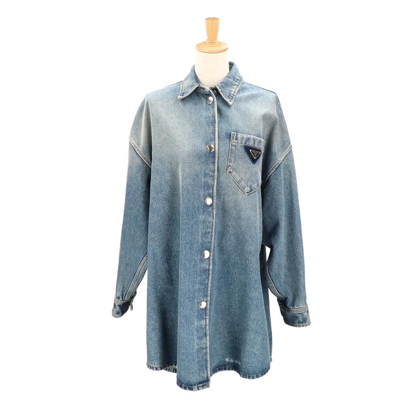 PRADA プラダ/トライアングルロゴ／オーバーサイズダメージ加工デニムシャツ/GFC036 S212//ｻｲｽﾞ:36/Aランク/91