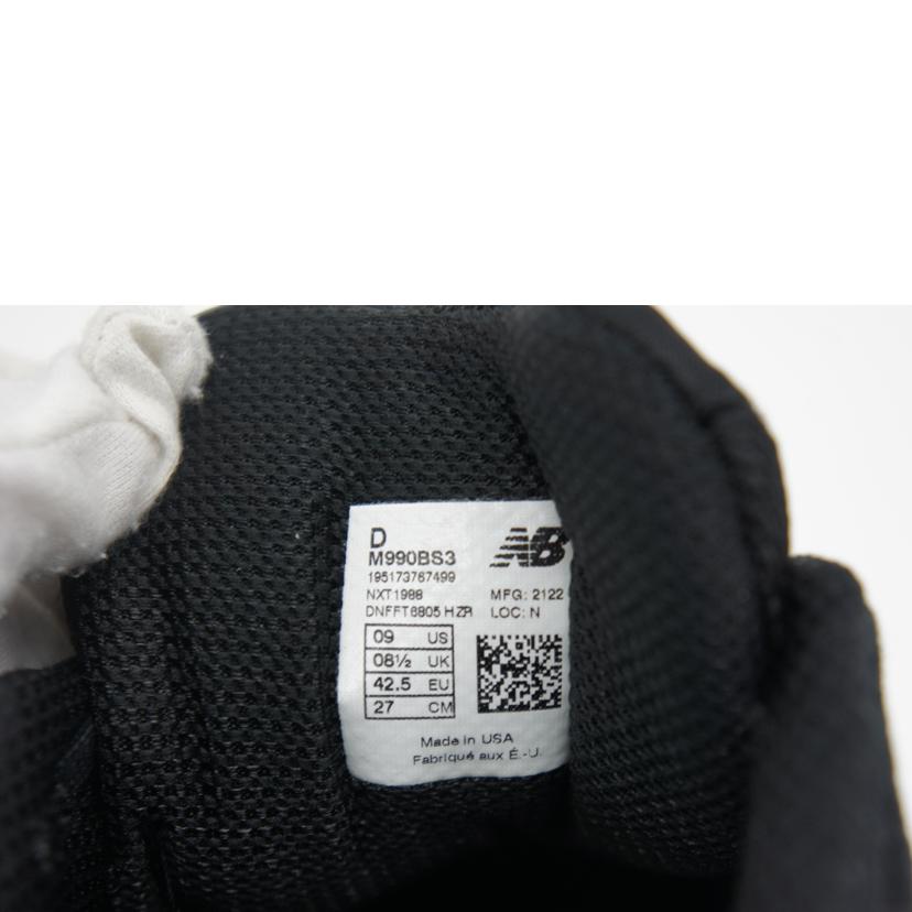 NB ニューバランス/990V3／ブラック/M990BS3//ｻｲｽﾞ:27cm/ABランク/75