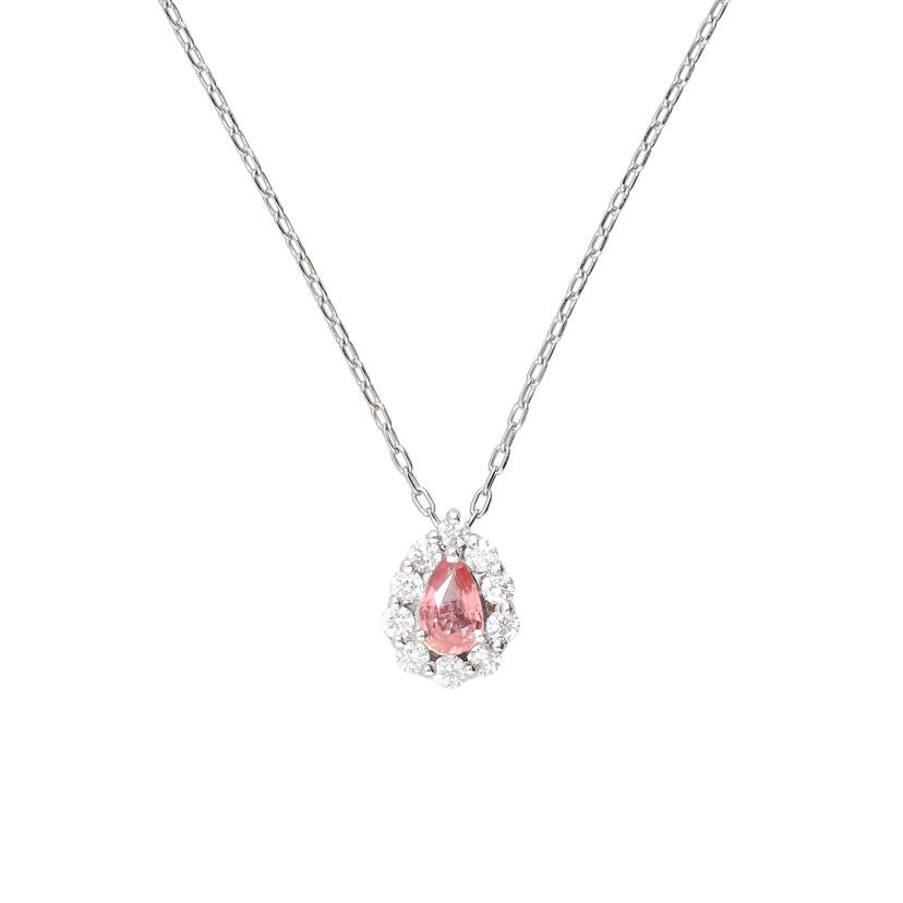 /◎PT900／850パパラチアダイヤネックレス0．371／D0．25ct//Aランク/59