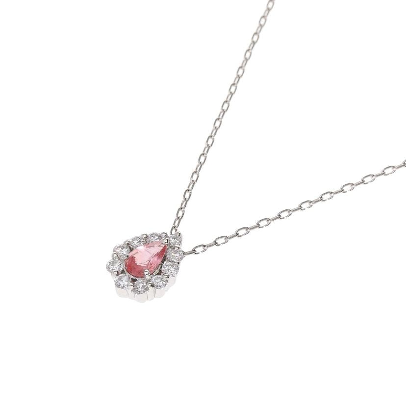 /◎PT900／850パパラチアダイヤネックレス0．371／D0．25ct//Aランク/59