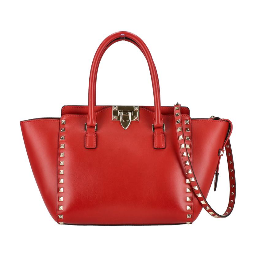 VALENTINO ヴァレンティノ/ロックスタッズレザー2WAYトートバッグ／レッド//GF-********/Aランク/18