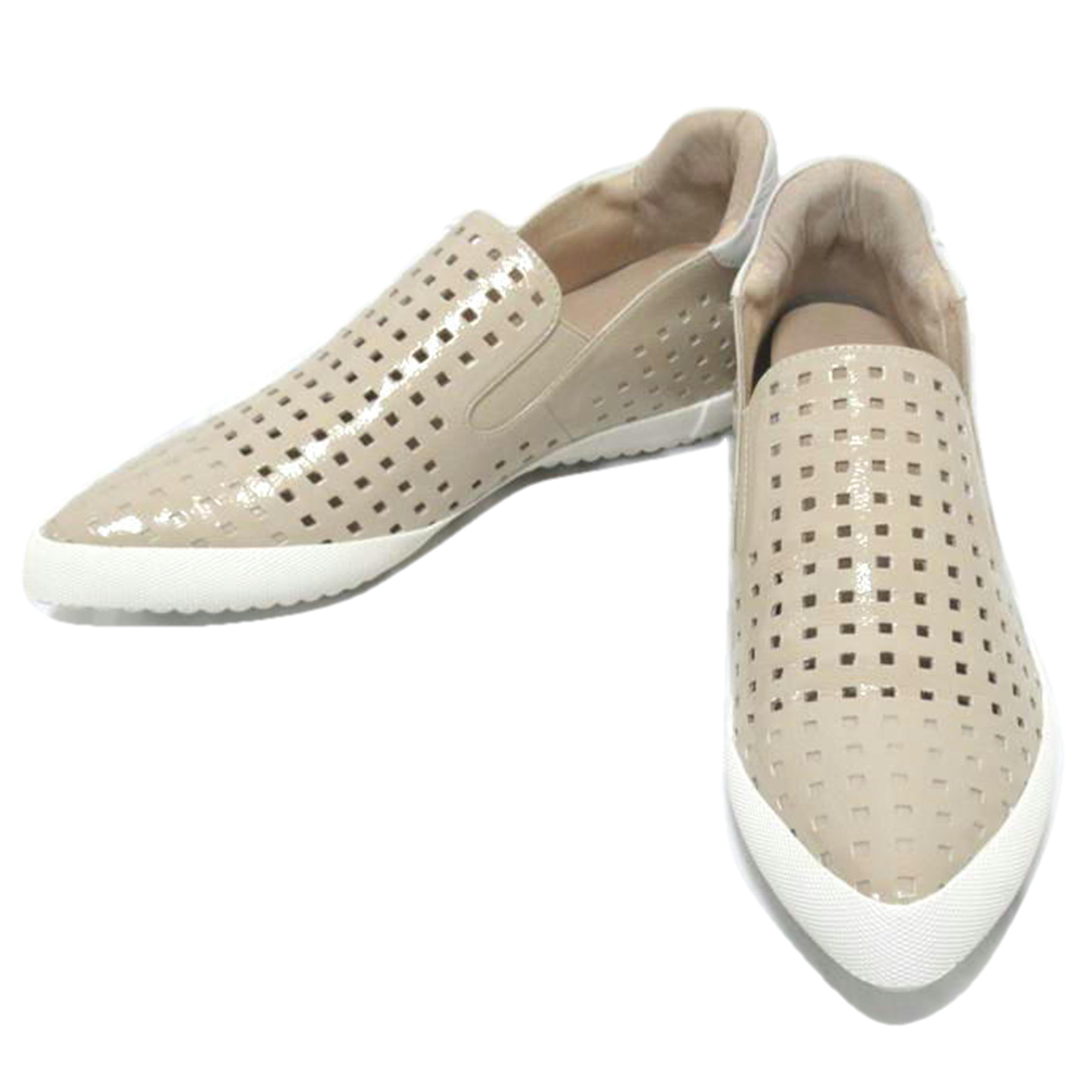 MANA/レディーススニーカー／スリッポンパンチング　エナメル／ベージュ/556013-10//SAランク/63