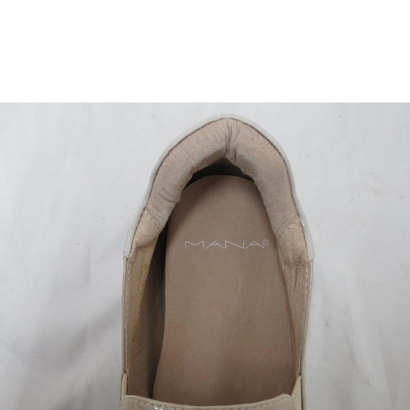 MANA/レディーススニーカー／スリッポンパンチング　エナメル／ベージュ/556013-10//SAランク/63