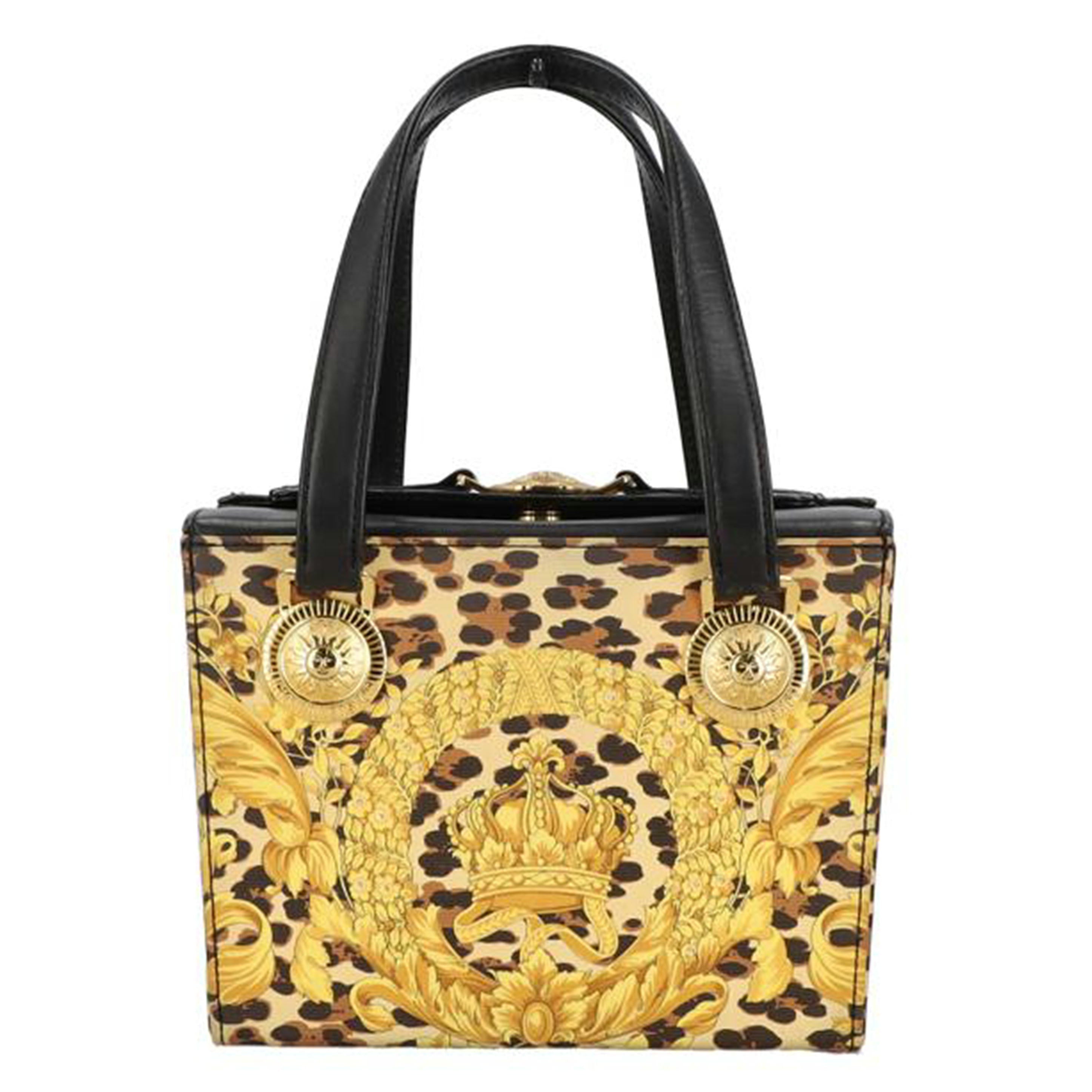GIANNIVERSACE ジャンニヴェルサーチ/ボックス型ハンドバッグ／レオパード柄//ABランク/18