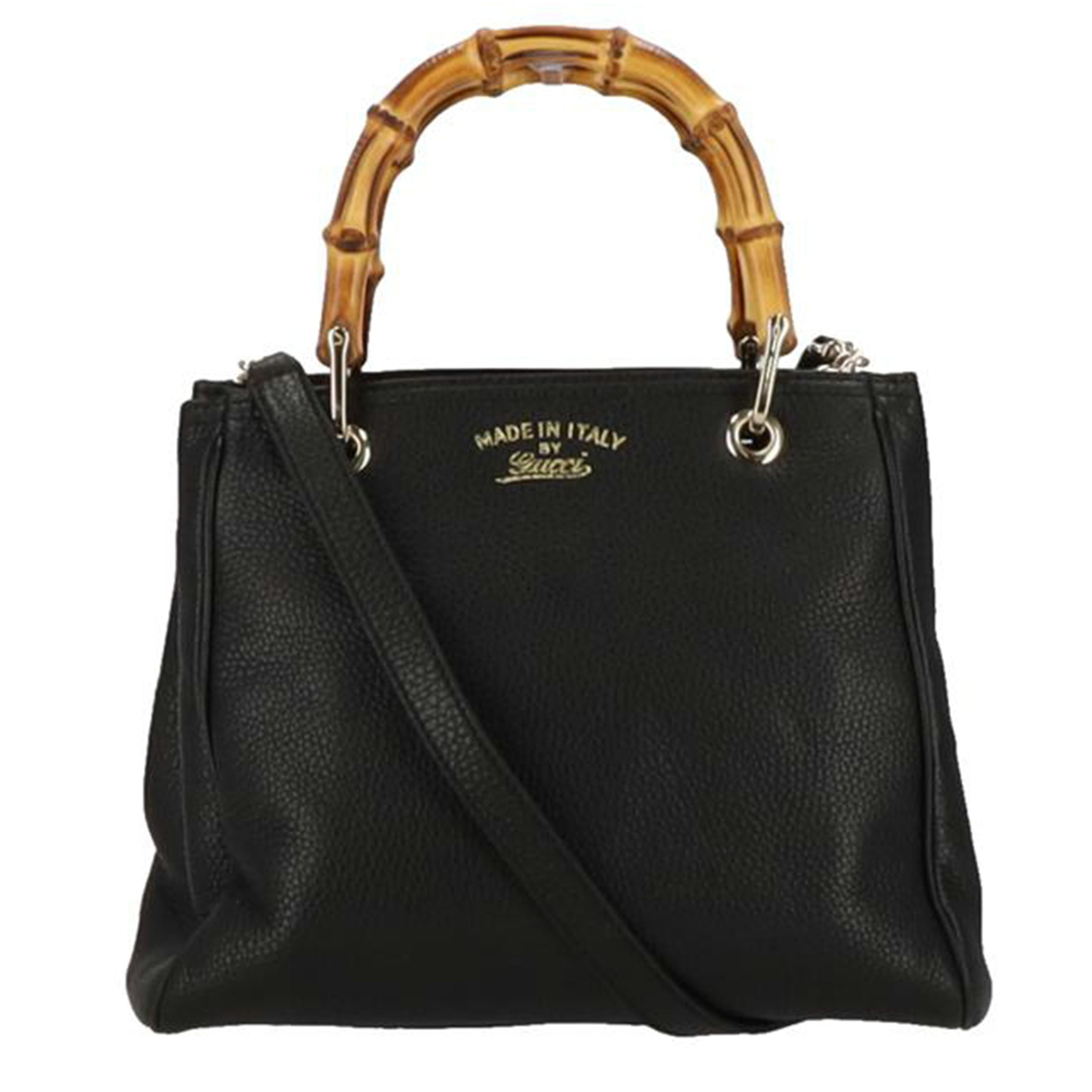 GUCCI グッチ/バンブーショッパースモールレザー2WAYトートバッグ／ブラック/336032//520***/SAランク/18
