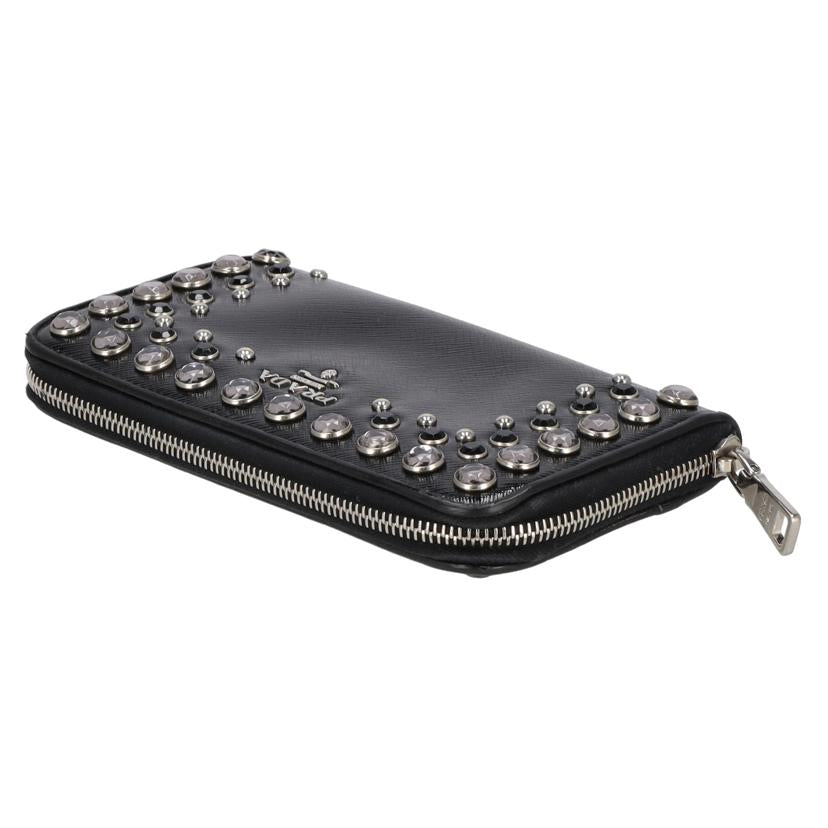 PRADA プラダ/ビジューラウンドファスナー長財布／ブラック/1M0506//164/ABランク/18
