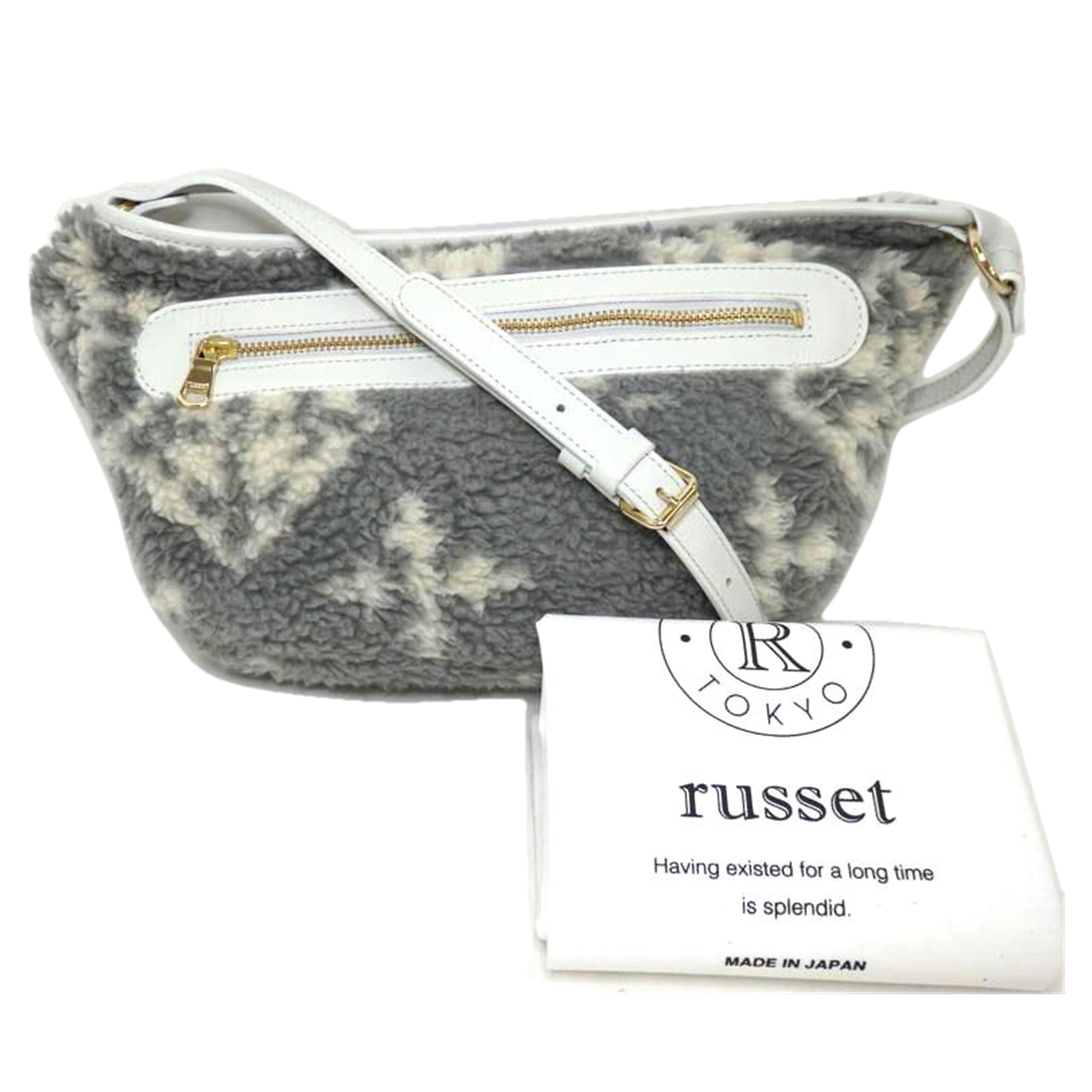 russet ラシット/ラシット　ボア×レザー　ボディバッグ　グレー/CE-1422//Aランク/84