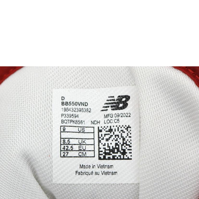 NB ニューバランス/550／スウェードパック／チームレッド/BB550VND//ｻｲｽﾞ:27cm/Aランク/75