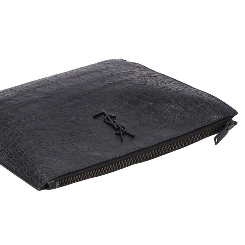 SAINT　LAURENT サンローラン/クロコ型押しレザークラッチバッグ／ブラック/453249//101*/ABランク/18