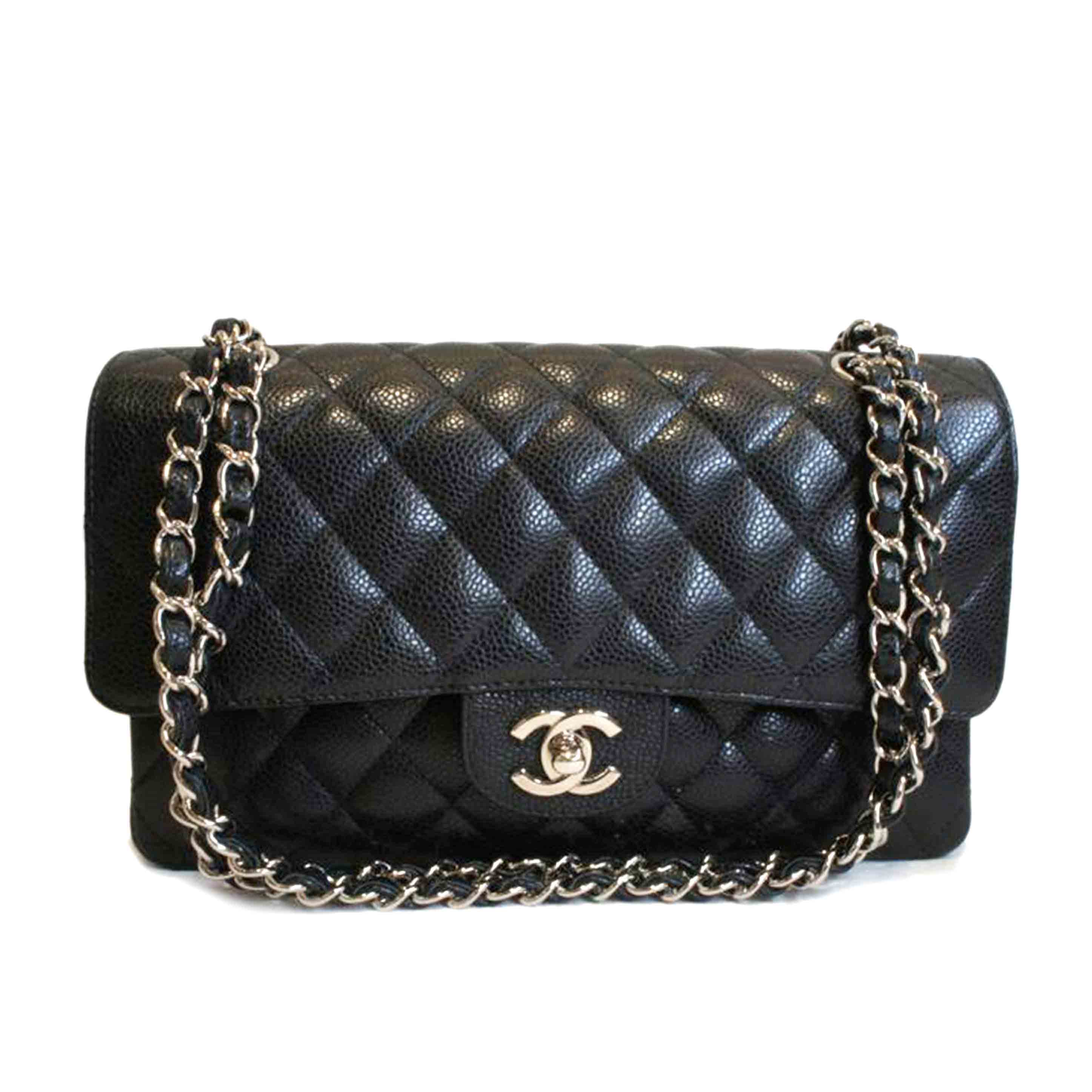 CHANEL シャネル/マトラッセWフラップチェーンショルダー／キャビア／黒／SV金具//134*****/ABランク/92