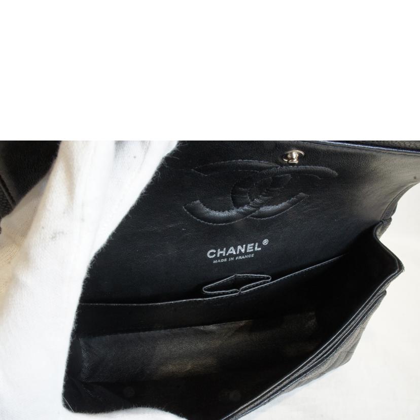 CHANEL シャネル/マトラッセWフラップチェーンショルダー／キャビア／黒／SV金具//134*****/ABランク/92