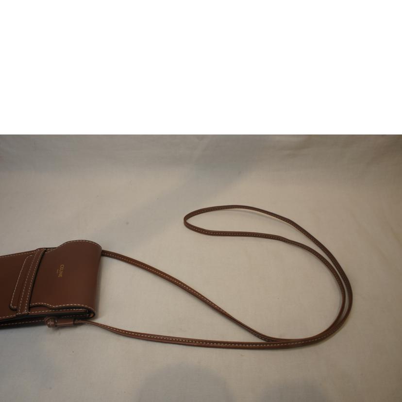 CELINE セリーヌ/レザーポシェットフォンホルダーブラウン//Aランク/92