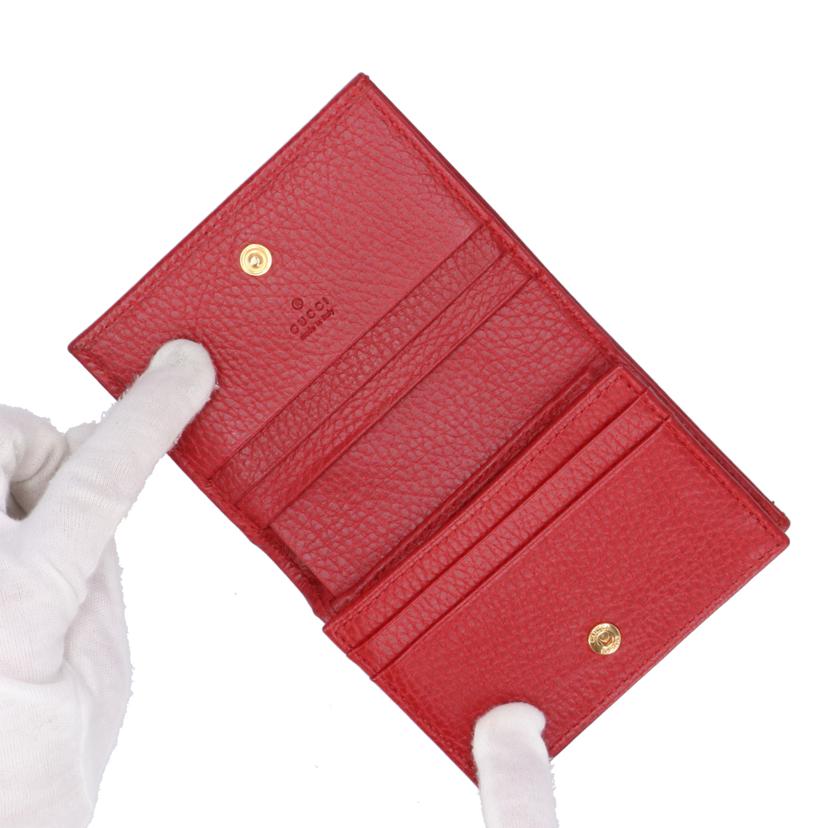 GUCCI グッチ/GGマーモント／コンパクトウォレット／レッド/456126//493***/Aランク/18