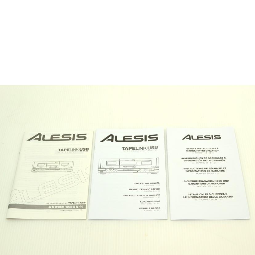 ALESIS アレシス/USB搭載　ダブルカセットデッキ/TAPE LINK USB//Sランク/75