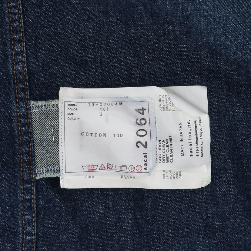 sacai サカイ/インサイドアウト／デニムブルゾン/19-02064M//ｻｲｽﾞ:3/ABランク/91